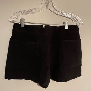 Balenciaga Womens Patch Pockets Crepe Black Shorts